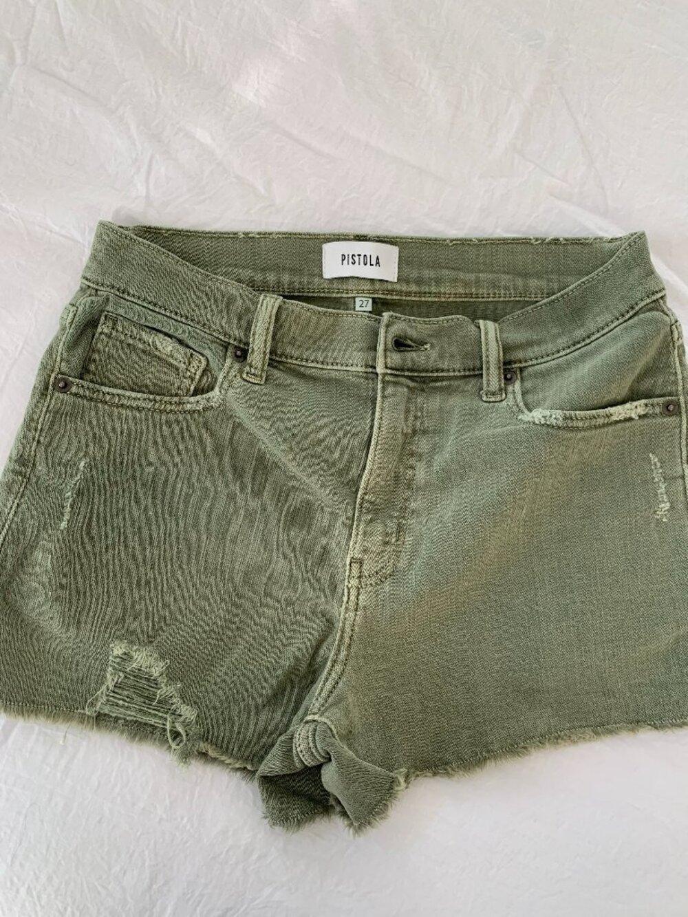 Pistola Distressed Denim Shorts, 4/27